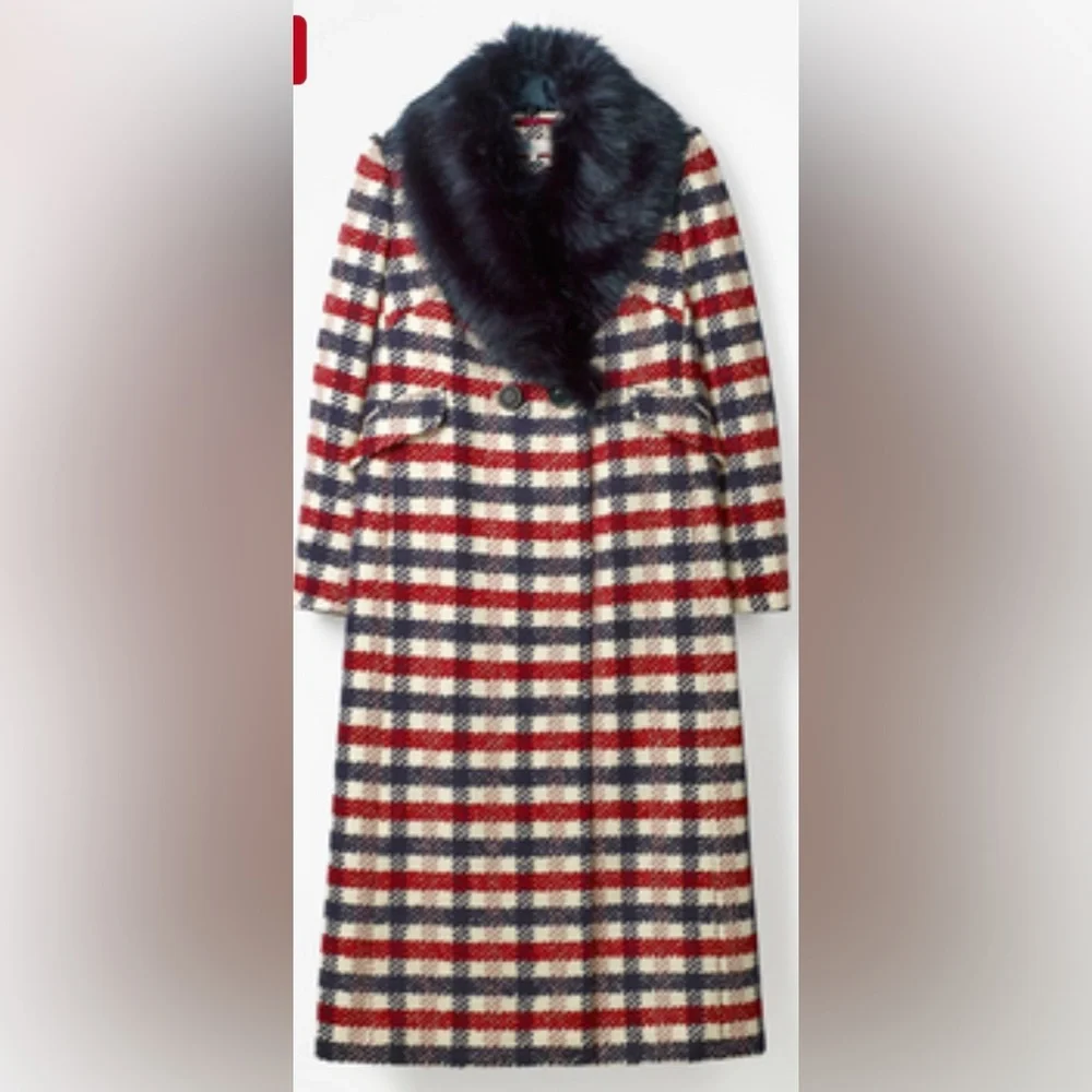 Boden Tweed Wool Blend Coat With Removable Faux Fur Collar - Picture 2 of 16